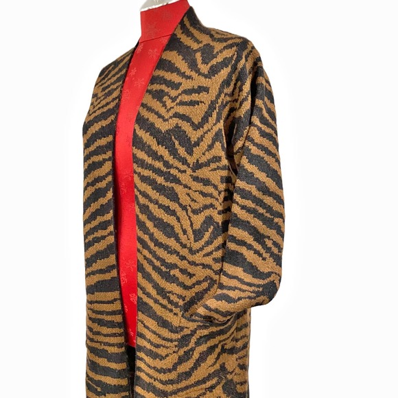 NWT Nine West M knit open front duster jacket long cardigan sweater animal print - Picture 7 of 15